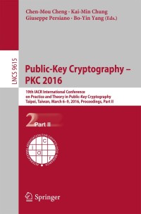 Imagen de portada: Public-Key Cryptography – PKC 2016 9783662493861