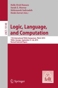 Imagen de portada: Logic, Language, and Computation 9783662543313