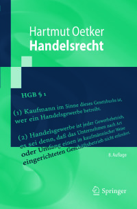 Cover image: Handelsrecht 8th edition 9783662581414