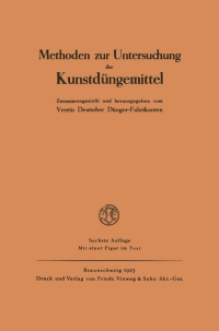 Titelbild: Methoden zur Untersuchung der Kunstdüngemittel 6th edition 9783663007883