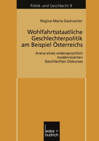 Imagen de portada: Wohlfahrtsstaatliche Geschlechterpolitik am Beispiel Österreichs 9783810034427