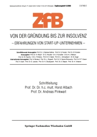 Cover image: Von der Gründung bis zur Insolvenz Erfahrungen von Start-Up-Unternehmen 1st edition 9783409123976