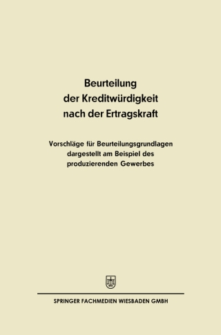 Cover image: Beurteilung der Kreditwürdigkeit nach der Ertragskraft 9783663127437