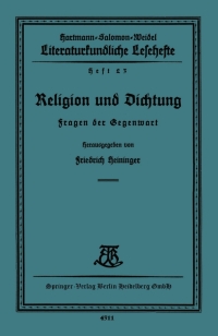 صورة الغلاف: Religion und Dichtung 9783663152620