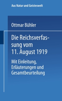 Cover image: Die Reichsverfassung vom 11. August 1919 9783663155034