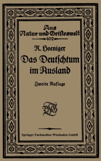 Cover image: Das Deutschtum im Ausland vor dem Weltkrieg 2nd edition 9783663156123