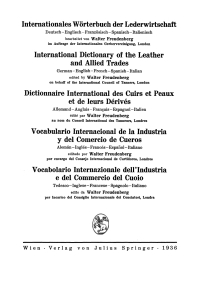 Imagen de portada: Internationales Wörterbuch der Lederwirtschaft. 9783709131800