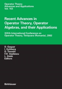 Imagen de portada: Recent Advances in Operator Theory, Operator Algebras, and their Applications 1st edition 9783764371272