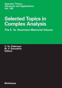 Titelbild: Selected Topics in Complex Analysis 1st edition 9783764372514