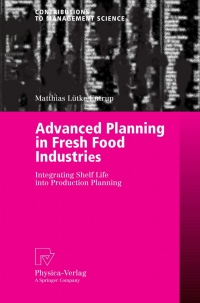 Cover image: Advanced Planning in Fresh Food Industries 9783790815924