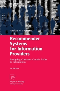 Cover image: Recommender Systems for Information Providers 9783790825787