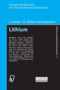 Cover image: Standardpräparate der Psychopharmakotherapie. Lithium 2nd edition 9783798514904