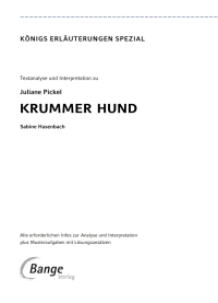 Cover image: Krummer Hund von Juliane Pickel - Textanalyse und Interpretation 1st edition 9783804431515