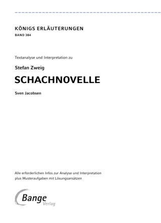 Imagen de portada: Schachnovelle von Stefan Zweig - Textanalyse und Interpretation 1st edition 9783804420977