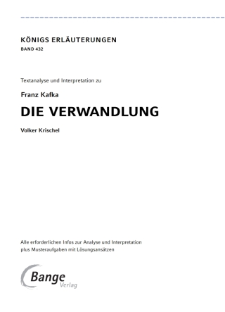 Cover image: Die Verwandlung von Franz Kafka - Textanalyse und Interpretation 1st edition 9783804421035