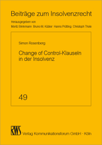 Cover image: Change of Control-Klauseln in der Insolvenz 1st edition