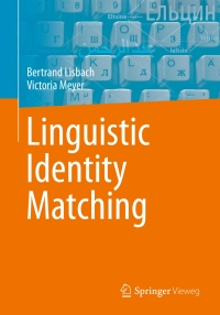 Cover image: Linguistic Identity Matching 9783834813701