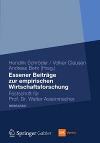 Cover image: Essener Beiträge zur empirischen Wirtschaftsforschung 9783834930958