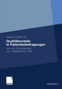 صورة الغلاف: Qualitätsurteile in Patientenbefragungen 9783834925305