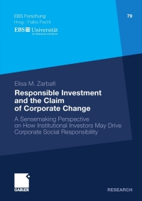 Titelbild: Responsible Investment and the Claim of Corporate Change 9783834919762