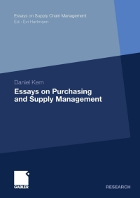 Cover image: Essays on Purchasing and Supply Management 9783834929877