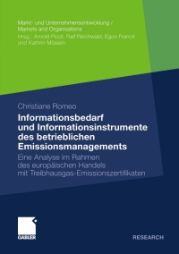 Cover image: Informationsbedarf und Informationsinstrumente des betrieblichen Emissionsmanagements 9783834932303