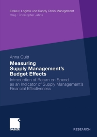 Cover image: Measuring Supply Management’s Budget Effects 9783834921109