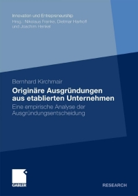 Cover image: Originäre Ausgründungen aus etablierten Unternehmen 9783834922106