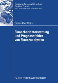 Cover image: Finanzberichterstattung und Prognosefehler von Finanzanalysten 9783834915429