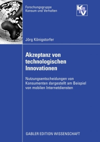 Cover image: Akzeptanz von technologischen Innovationen 9783834912404