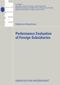 Omslagafbeelding: Performance Evaluation of Foreign Subsidiaries 9783834911490