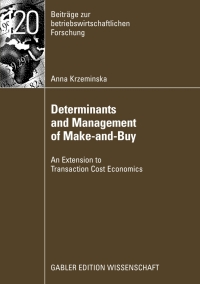 Cover image: Determinants and Management of Make-and-Buy 9783834912756