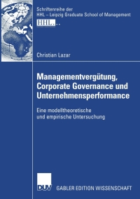 Cover image: Managementvergütung, Corporate Governance und Unternehmensperformance 9783835006829