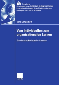 صورة الغلاف: Vom individuellen zum organisationalen Lernen 9783835001527