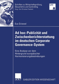 Imagen de portada: Ad hoc-Publizität und Zwischenberichterstattung im deutschen Corporate Governance-System 9783835005051
