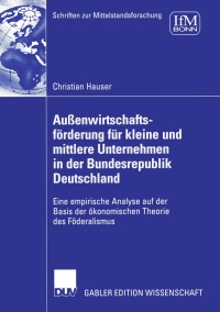 Cover image: Außenwirtschaftsförderung für kleine und mittlere Unternehmen in der Bundesrepublik Deutschland 9783835006348