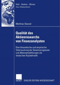 Omslagafbeelding: Qualität des Aktienresearch von Finanzanalysten 9783835008489