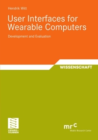 Omslagafbeelding: User Interfaces for Wearable Computers 9783835102569