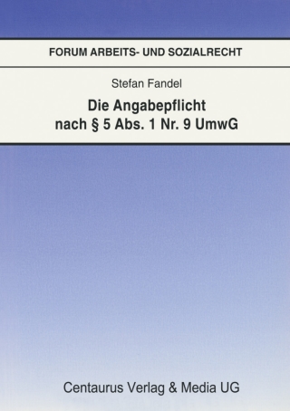 Cover image: Die Angabepflicht nach § 5 Abs. 1 Nr. 9 UmwG 9783825504830