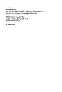 Cover image: Die Internationalisierung der Rechnungslegung und ihre Implikationen für das Europäische Bilanzrecht 1st edition 9783899495386