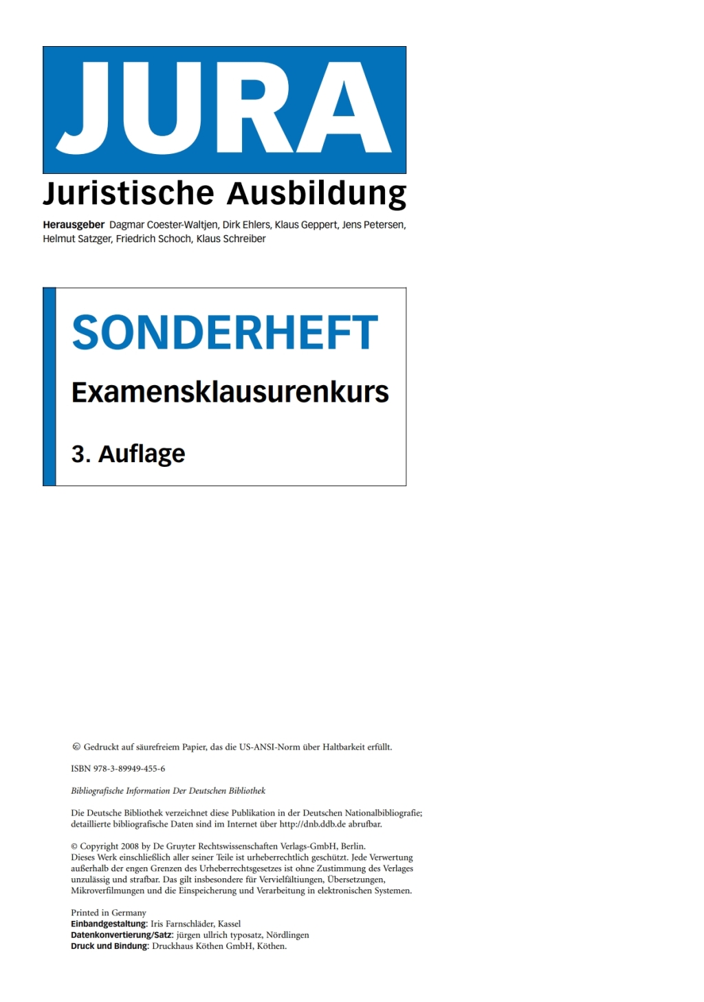ISBN 9783899494556 product image for Examensklausurenkurs - 3rd Edition (eBook) | upcitemdb.com