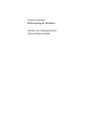 Cover image: Rückerstattung der Nazi-Beute 1st edition 9783899495423