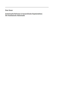 Omslagafbeelding: Institutionelle Reformen in heranreifenden Kapitalmärkten: Der brasilianische Aktienmarkt 1st edition 9783899495690