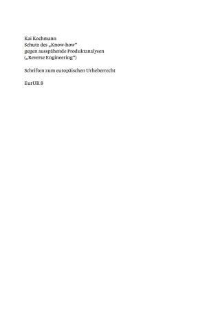 Cover image: Schutz des "Know-how" gegen ausspähende Produktanalysen ("Reverse Engineering") 1st edition 9783899496864