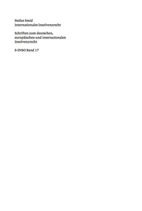 Titelbild: Internationales Insolvenzrecht 1st edition 9783899497182