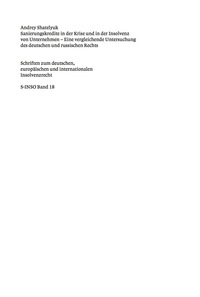 Imagen de portada: Sanierungskredite in der Krise und in der Insolvenz von Unternehmen 1st edition 9783899497328