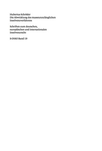 Cover image: Die Abwicklung des masseunzulänglichen Insolvenzverfahrens 1st edition 9783899497434