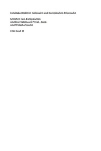 Omslagafbeelding: Inhaltskontrolle im nationalen und Europäischen Privatrecht 1st edition 9783899497458