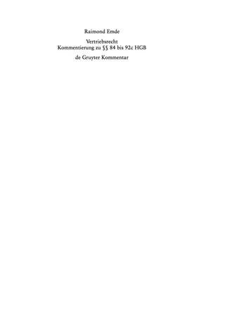 Cover image: Vertriebsrecht 2nd edition 9783899498011