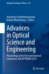 Imagen de portada: Advances in Optical Science and Engineering 9788132223665